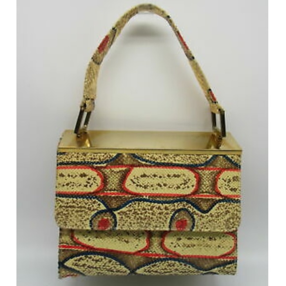 Nicholas Reich Vintage Snake Embossed Leather Bag - Picture 1 of 5
